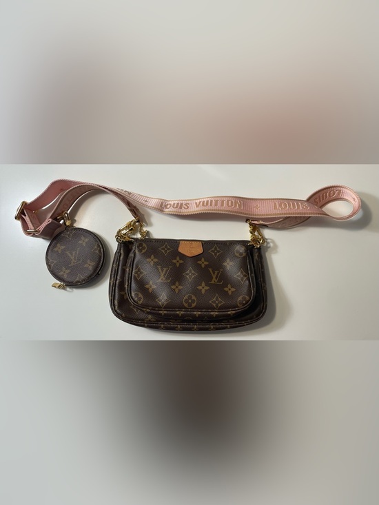Louis Vuitton Handbags - Louis Vuitton Brown Monogram Crossbody Bag with Pink Strap